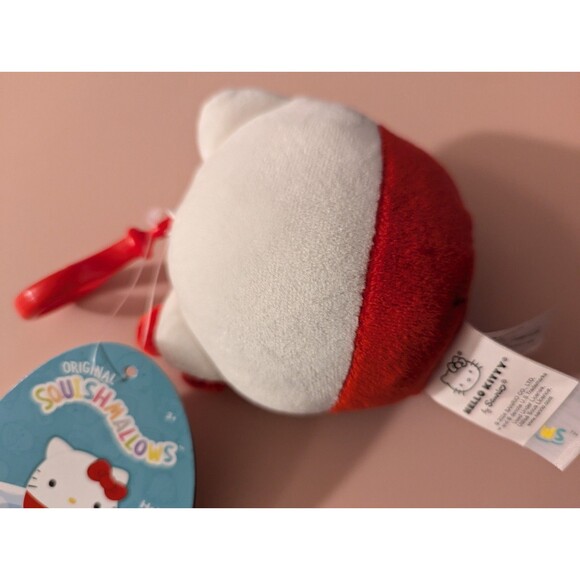 Squishmallows Sanrio 3.5-Inch Hello Kitty Official Jazwares Plush Bag Clip Red - Picture 3 of 3